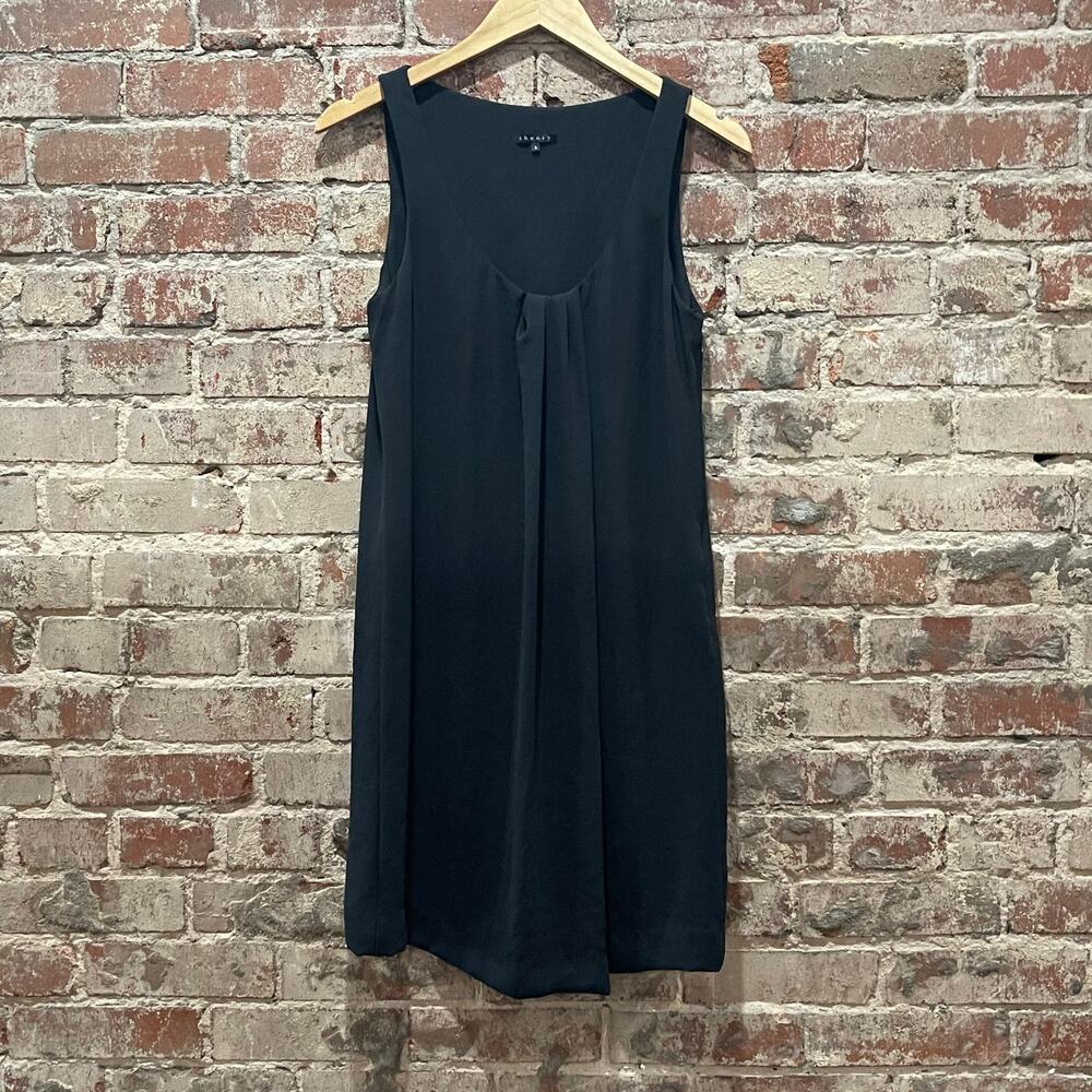 Theory Black Drape Silk Dress Size 6 - Picture 2 of 6